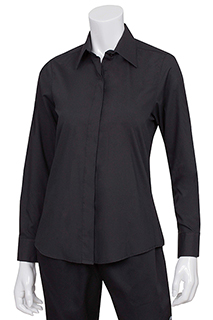 Womens Black Essential Dress Shirt - side view