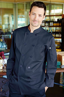 Torino Navy Blue Chef Coat - side view